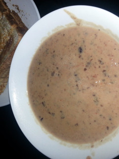 A picture of bacon and bean soup.