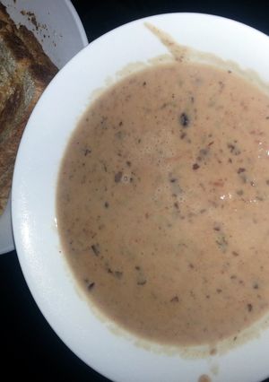 A picture of bacon and bean soup.