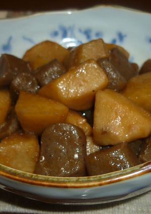 A picture of Easy Stir-Fried Satoimo (Taro) and Konnyaku.