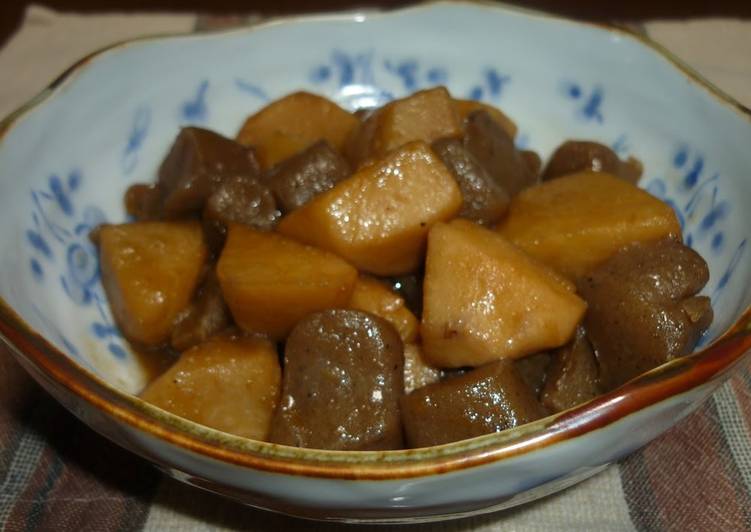 Recipe of Ultimate Easy Stir-Fried Satoimo (Taro) and Konnyaku