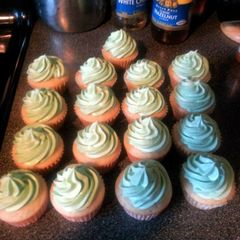 A picture of Monster Energy Drink cupcakes.
