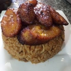 A picture of Suya Jollof Rice with Fried Plantain #teamabuja.