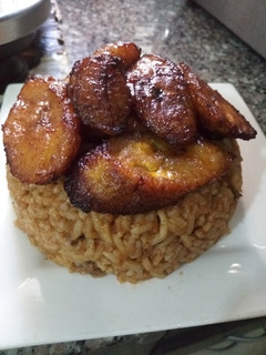 A picture of Suya Jollof Rice with Fried Plantain #teamabuja.