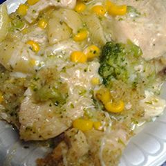 A picture of an improvisation on the stove top or stove top casserole.
