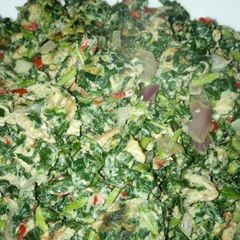Scrambled veggie eggs A picture of Scrambled veggie eggs.