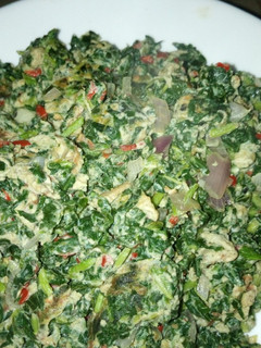 A picture of Scrambled veggie eggs.