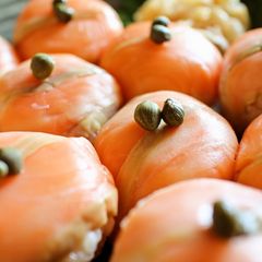 A picture of Festive Salmon Temari Sushi.