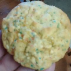 A picture of TL's Rice Krispie Treat Birthday Cake Batter Cookies.
