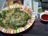 Korean pancakes with chives and crown daisy