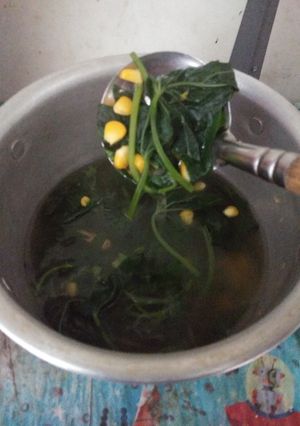 Foto resep Sayur bening seger jagung manis + daun ubi jalar (godhong telo)