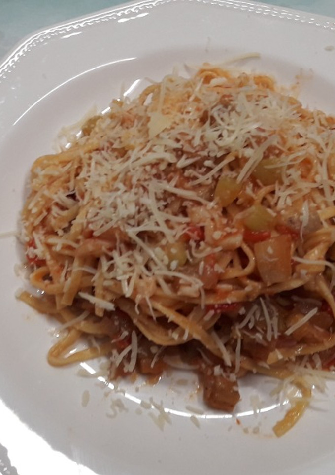 Una foto de Tallarines con verduras