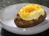Stuffed Baked Potatoes with bacon and cheddar cheese #potato