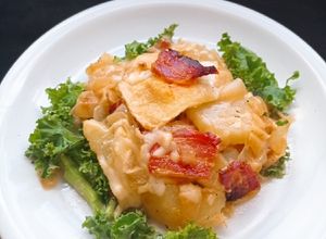 Una foto de Papas con queso brie o Tartiflette