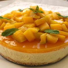 A picture of Packed With Mangoes! No-Bake Cheesecake.