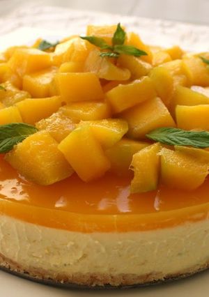 A picture of Packed With Mangoes! No-Bake Cheesecake.