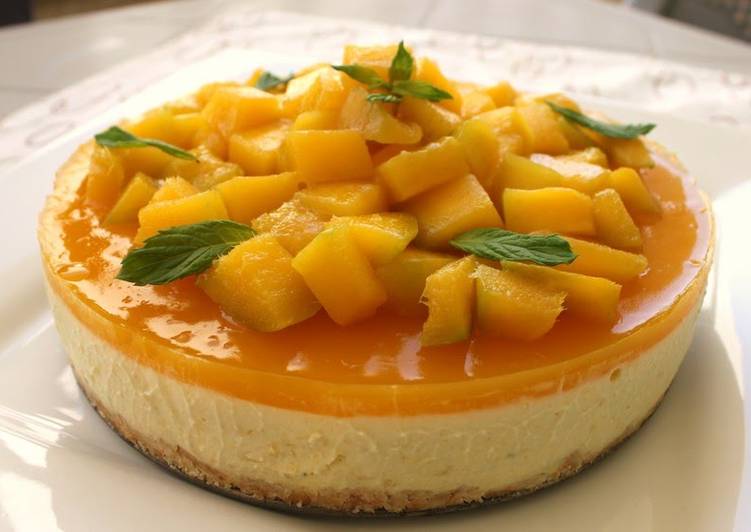 Recipe of Super Quick Homemade Packed With Mangoes! No-Bake Cheesecake