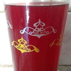 A picture of Hibiscus/Ginger/Baobab Juice.