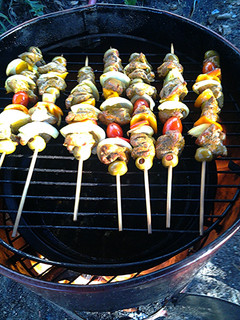 A picture of lamb skewers.