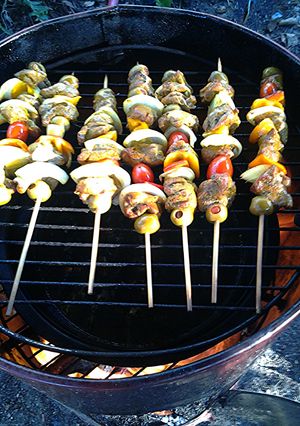 A picture of lamb skewers.