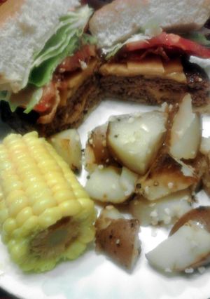 A picture of Grilled Bacon Cheddar Stuffed Burgers.