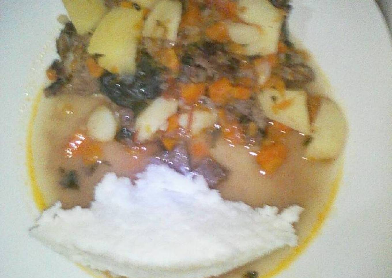 Fried beef served with ugali