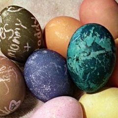 A picture of Tinklee's Dyed Easter Eggs.