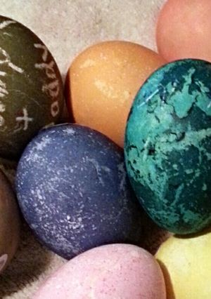 A picture of Tinklee's Dyed Easter Eggs.