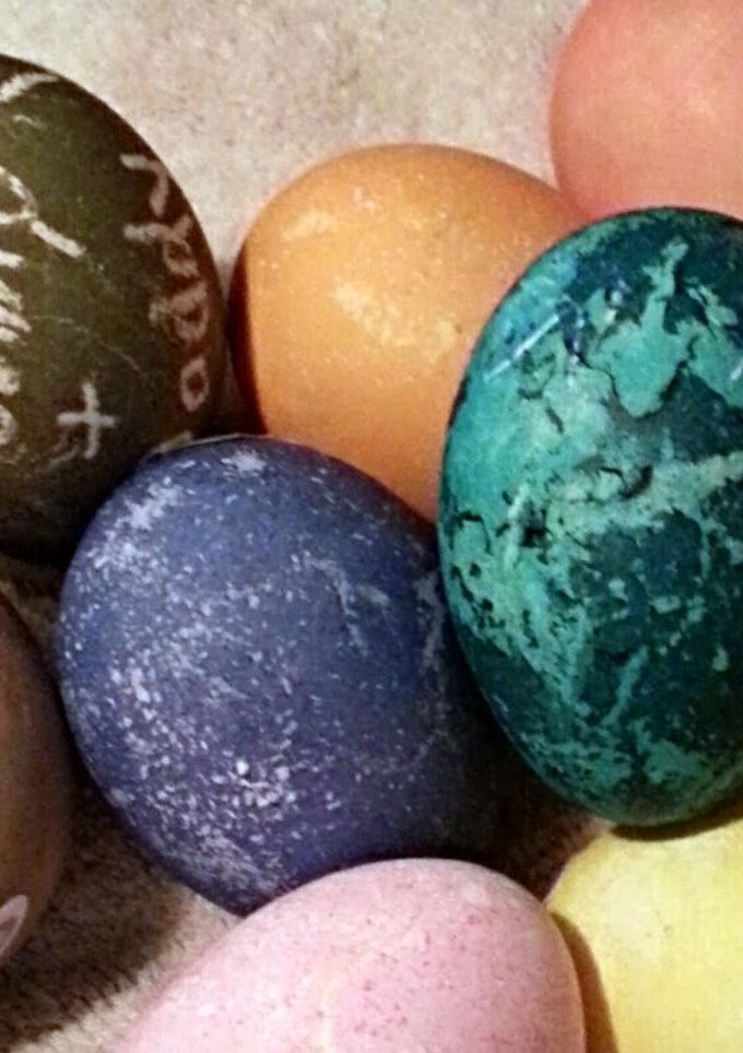 A picture of Tinklee's Dyed Easter Eggs.
