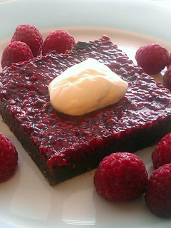 A picture of Vickys Double Chocolate & Raspberry Squares GF DF EF SF NF VEGAN.