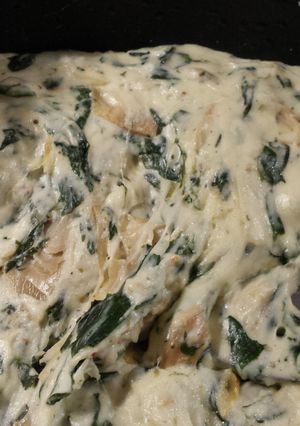 A picture of The bomb artichoke spinach dip.