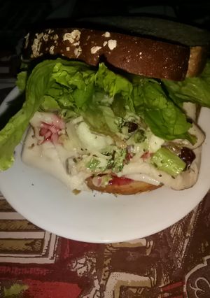 A picture of Dean's Raspberry Turkey Vegetable Sandwich.