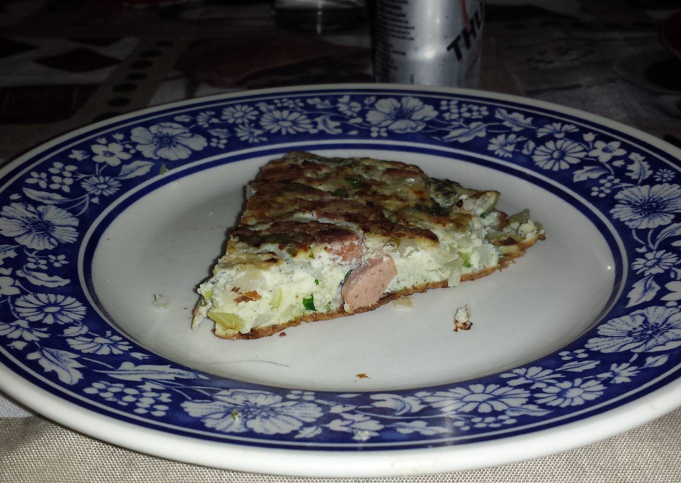 Onion and sausage omelette
