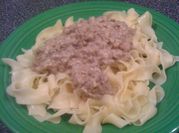 A picture of beef stroganoff with ground beef