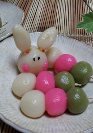 A picture of Healthy Tricolour Dango with Shiratamako and Silken Tofu.