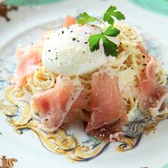 A picture of Chilled Carbonara with Poached Egg.