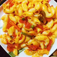 A picture of Veggie loaded Pasta.