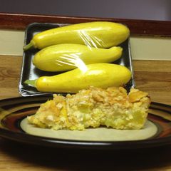 A picture of Cheesy Squash Casserole.