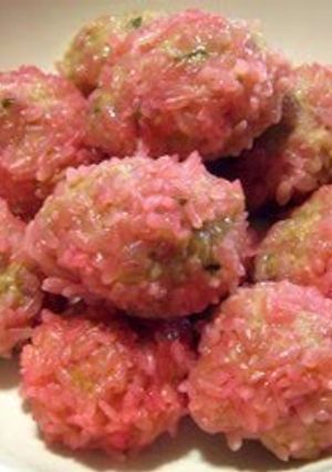 A picture of Cherry Blossom Viewing Bento - Meatballs (Sakura Colored).