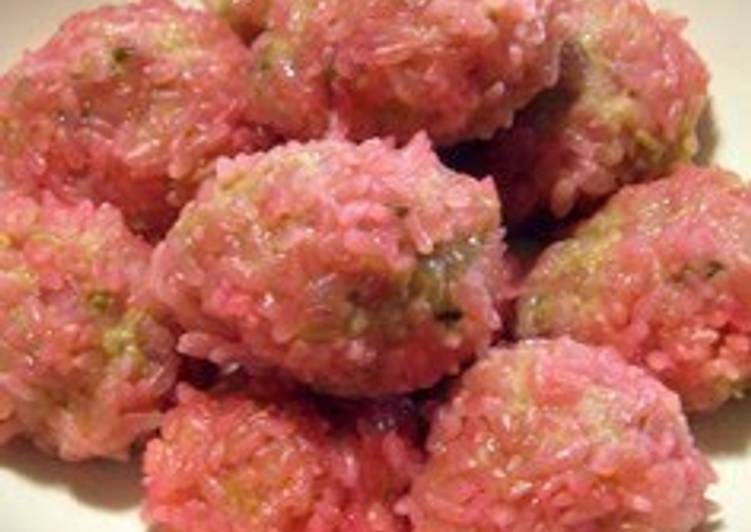 Recipe of Super Quick Homemade Cherry Blossom Viewing Bento - Meatballs (Sakura Colored)