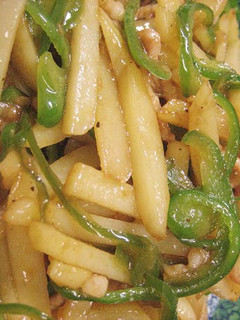 A picture of Julienned Pork, Potato and Pepper Stir Fry.