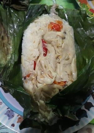 Foto resep Nasi bakar jamur pedas