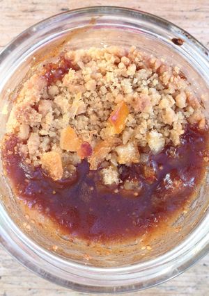 A picture of Spiced Apple and Sticky Fig Crumble.