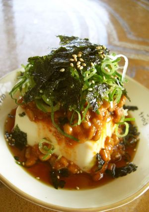A picture of Spicy Korean-style Natto and Chilled Tofu.