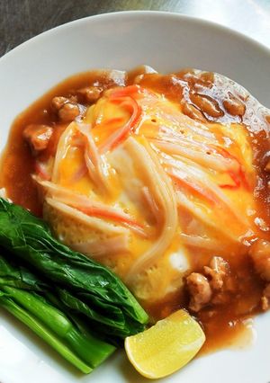 Foto resep Nasi Siram Telur Crab Stick, Enak, Simple!