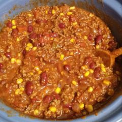A picture of Amy's awesome crock pot chili.