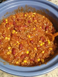 A picture of Amy's awesome crock pot chili.