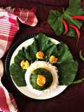 Kumro Pata-Chingri Bata (Pumpkin Leaves - Prawns Chutney - Bong Style)