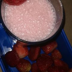 A picture of Banana and strawberry smoothie.