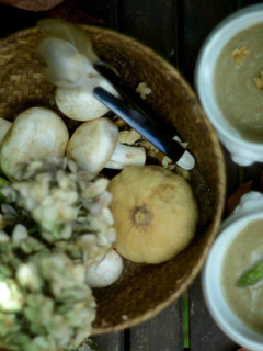 Una foto de Crema de champiñones, espárragos y puerros