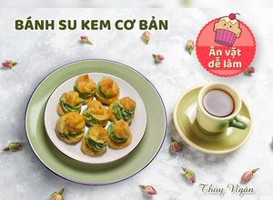 Hình của món Bánh su kem vị custard & vị matcha.